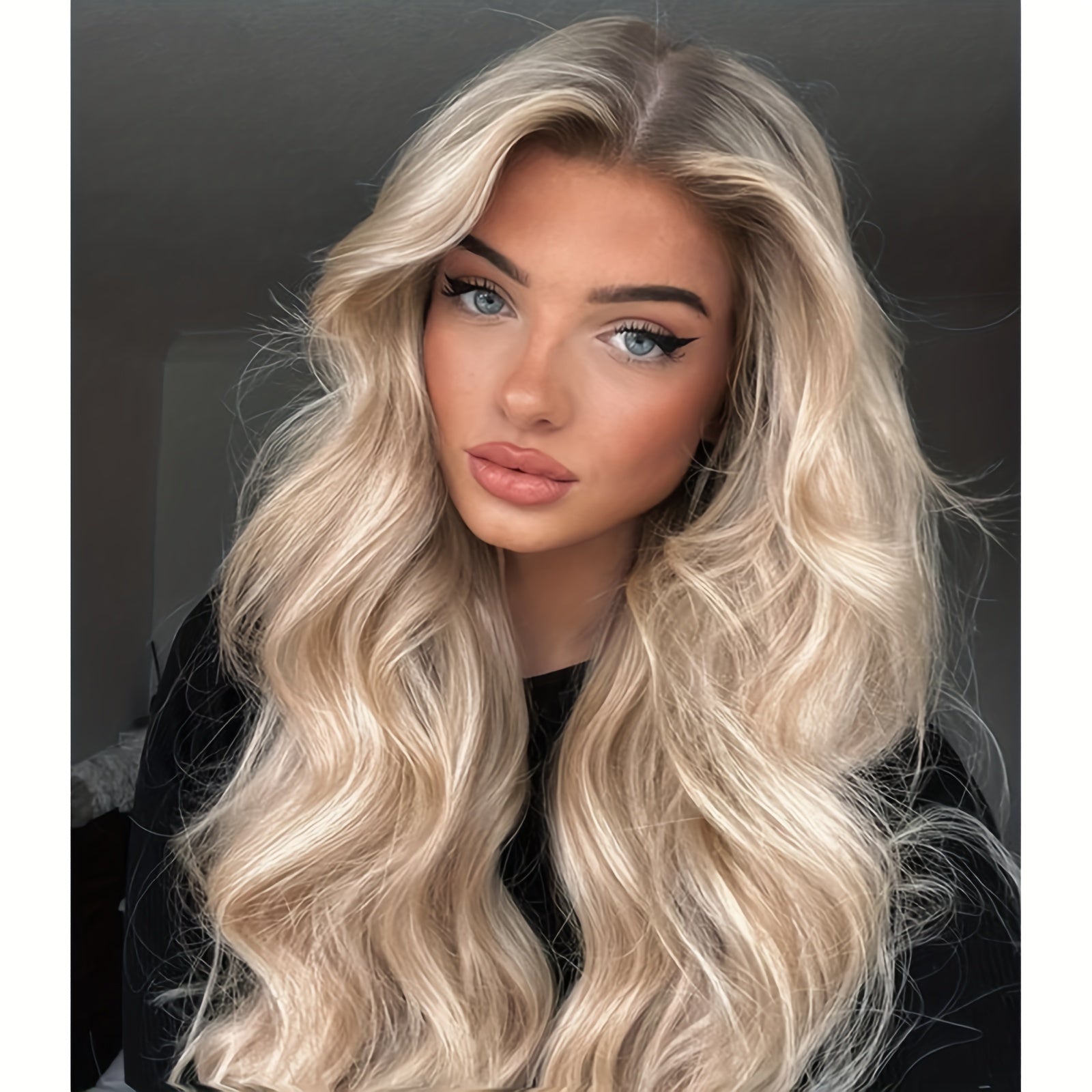 22" Long Light Blonde to Brown Ombre Body Wave Synthetic Lace Front Wig - Effortless Beachy Waves, Secure Fit, 130% Density, 13x4 Lace Area, Low Maintenance for Casual Attire, Versatile Wig Styling | Natural Look Wig | Synthe